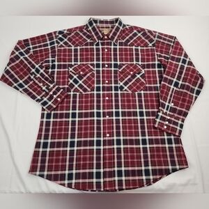 Vintage Big Mac Western Shirt Mens XL Multicolor Button Up Plaid Pearl Snap